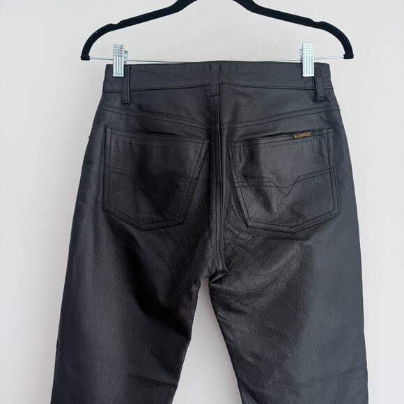Vintage Diesel Leather Pants Womens 26 Black Y2K Flare Bootcut Low Rise Biker - Picture 5 of 16